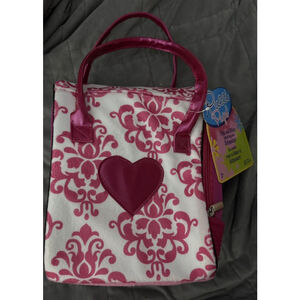 New PUCCI PUPS Pet Carrier For Stuffed Animals Hearts Pink White Fabric Bag 💕💕